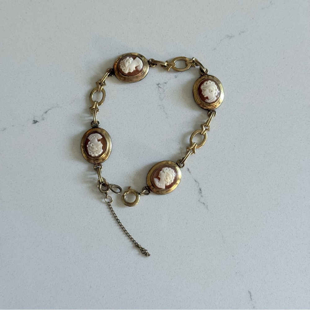 Vintage Admark 12K gold-filled cameo link bracelet